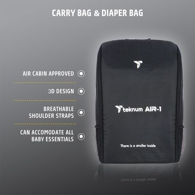 Teknum Air-1 Travel Stroller W/ Carry Backpack - Grey
